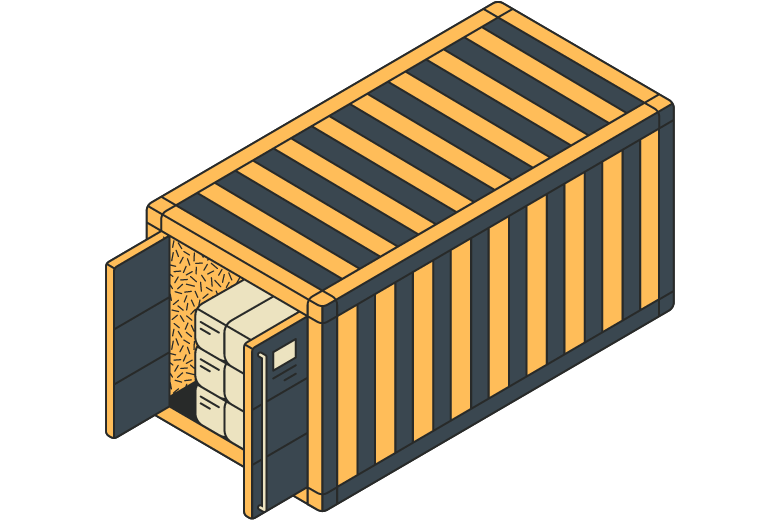 Animated image of a 40 foot storage container for EZ Self Storage pricing